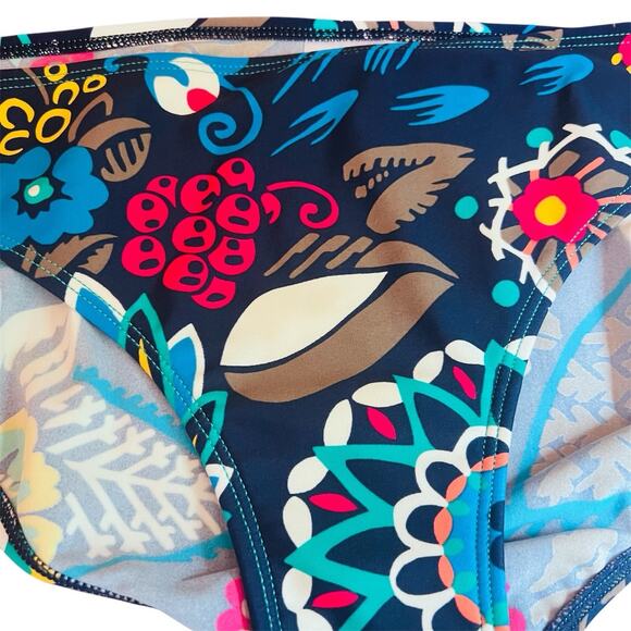 Boden Bikini Swim Bottoms Women's US 10 Fun Colorful Floral Black Gardenia Pop - Picture 3 of 8